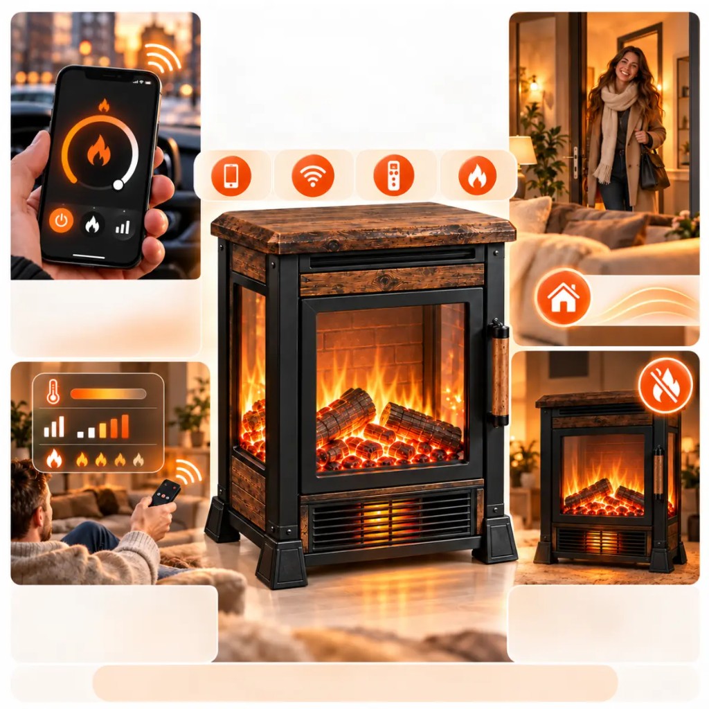 Thermora™ s nastaviteľným LED plameňom 3D — aplikácia, WiFi a IR