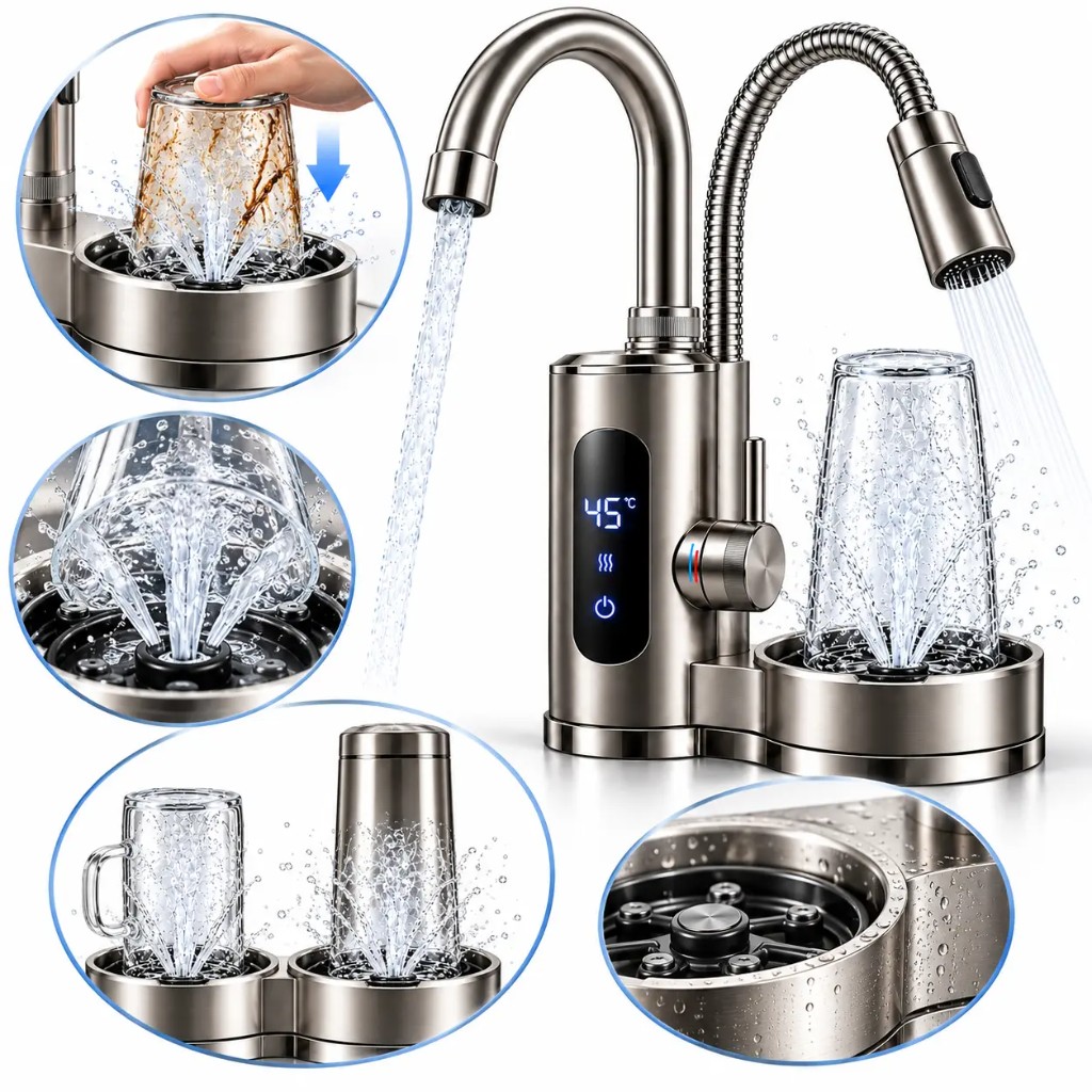 Sink Glass Cup Washer Rinser automatico in acciaio inox per lavello cucina