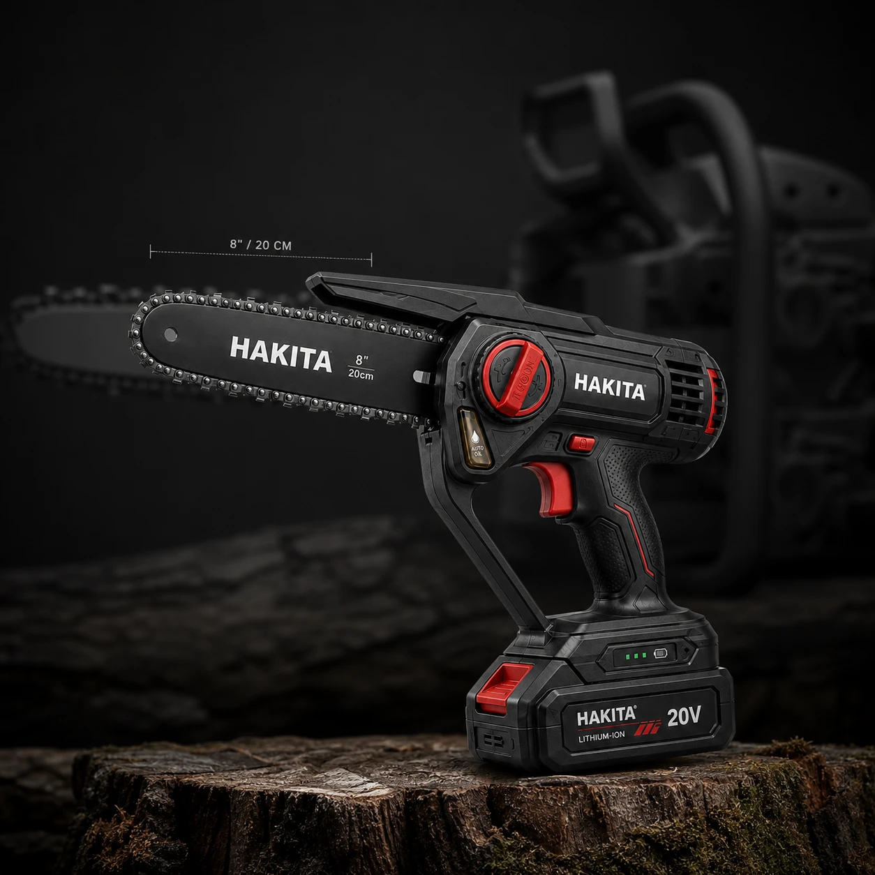 Kompaktiškas HAKITA Mini Chainsaw su 8 colių kreipiančiąja juosta